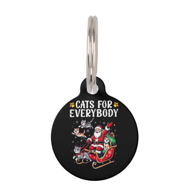Katten voor iedereen Kerst Kat Grappig Huisdierpenning (Voorkant)