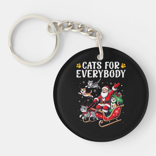 Katten voor iedereen Kerst Kat Grappig Sleutelhanger (Voorkant)