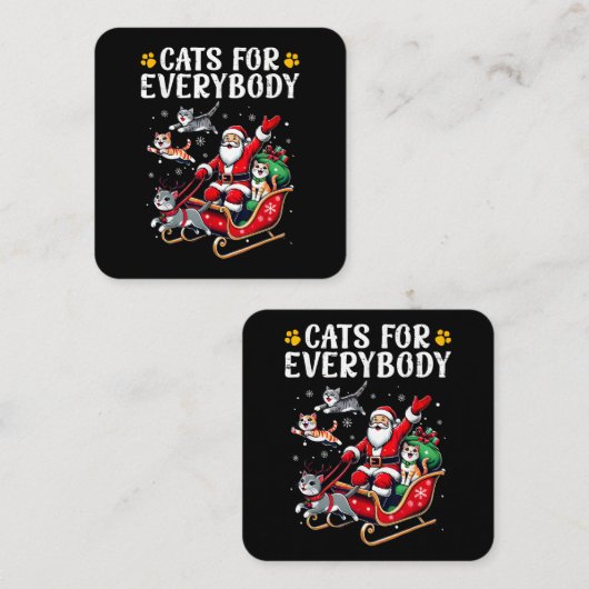 Katten voor iedereen Kerst Kat Grappig Vierkante Visitekaartje (Voorkant / Achterkant)