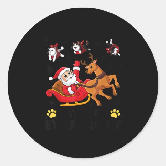 Katten voor iedereen Kerst Kat Grappig Xmas Mannen Ronde Sticker (Voorkant)