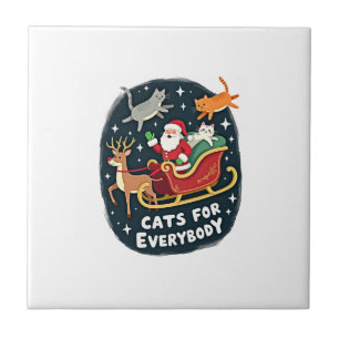 Katten voor iedereen kerst kat grappige Kerstmis v Tegeltje