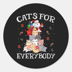 Katten voor iedereen Kerst Kat Leuk Kerstmis Pa Ronde Sticker
