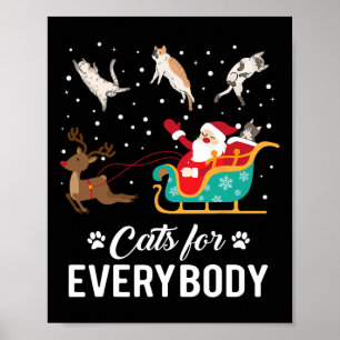 Katten voor iedereen kerstkat Funny Xmas kerstman Poster