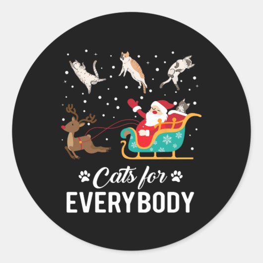 Katten voor iedereen kerstkat Funny Xmas kerstman Ronde Sticker (Voorkant)