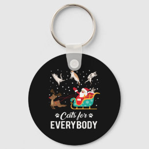 Katten voor iedereen kerstkat Funny Xmas kerstman Sleutelhanger