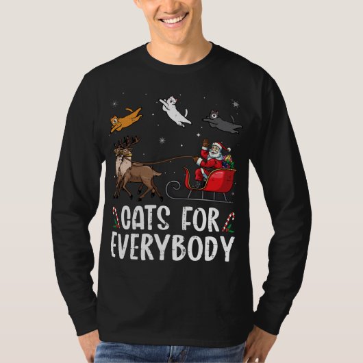 Katten voor iedereen kerstkat Funny Xmas kerstman T-shirt (Voorkant)