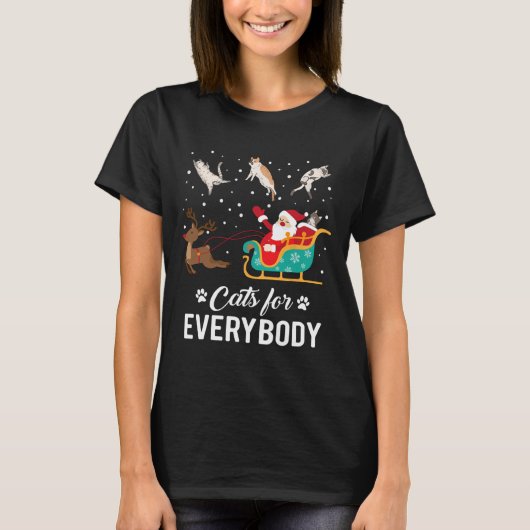 Katten voor iedereen kerstkat Funny Xmas kerstman T-shirt (Voorkant)