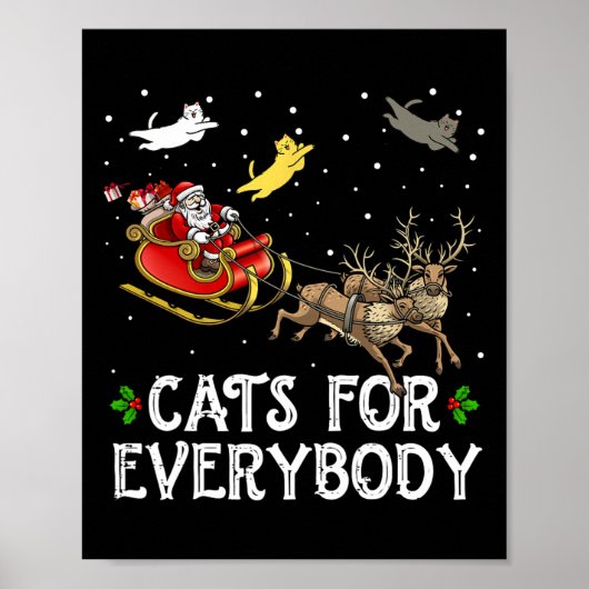 Katten Voor Iedereen Kerstmis Kat Fun Xmas Vrouwen Poster (Voorkant)