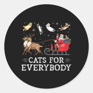 Katten Voor Iedereen Kerstmis Kat Fun Xmas Vrouwen Ronde Sticker