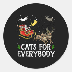 Katten Voor Iedereen Kerstmis Kat Fun Xmas Vrouwen Ronde Sticker