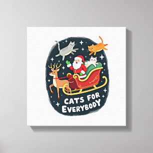 Katten voor Iedereen Kerstmis Kat Grappig Kerstmis Canvas Afdruk