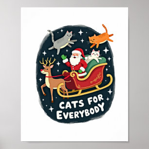 Katten voor iedereen Kerstmis Kat Grappig Kerstmis Poster