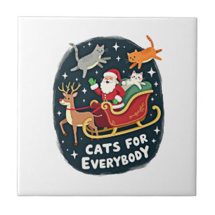 Katten voor iedereen Kerstmis Kat Grappig Kerstmis Tegeltje