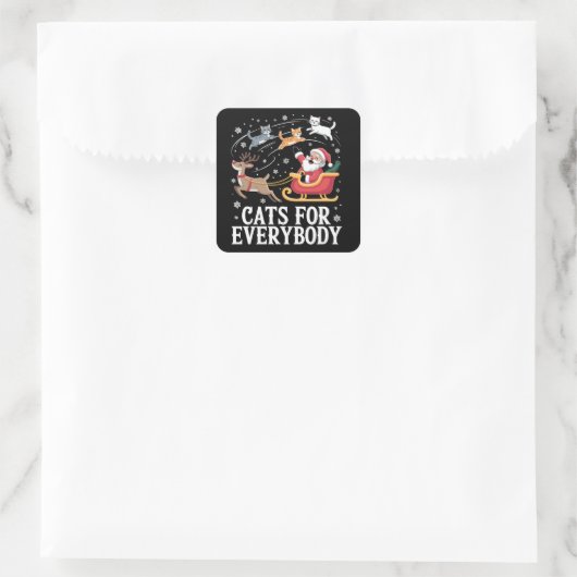 Katten voor iedereen Kerstmis Kat Grappig Kerstmis Vierkante Sticker (Tas)
