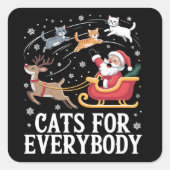 Katten voor iedereen Kerstmis Kat Grappig Kerstmis Vierkante Sticker (Voorkant)