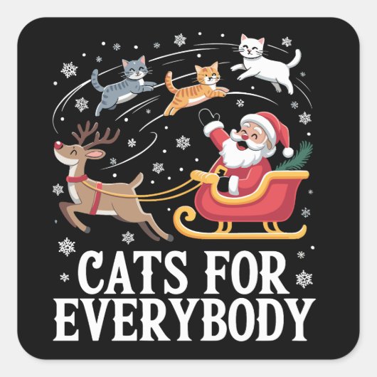 Katten voor iedereen Kerstmis Kat Grappig Kerstmis Vierkante Sticker (Voorkant)