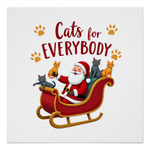 Katten voor Iedereen Kerstmis Kat Grappige Kerstmi Perfect Poster