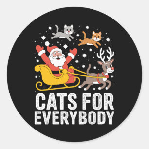 Katten voor iedereen Kerstmis Kat Kerstman Kerstmi Ronde Sticker
