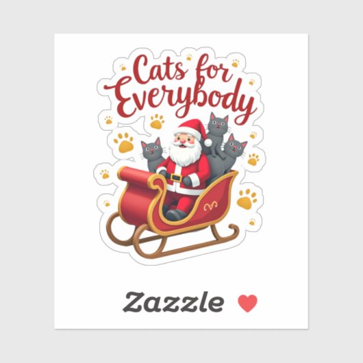 Katten voor iedereen kerstmis met een lomp sticker (Vel)