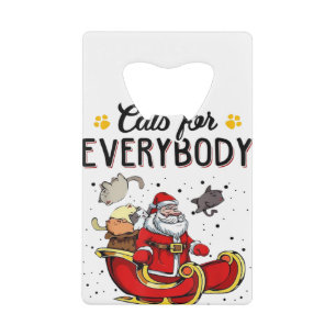 Katten voor iedereen met kerstcadeautjes creditkaart flessenopener