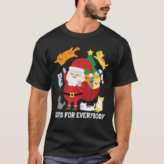 Katten voor iedereen Santa Funny Cute Kerstcadeau T-shirt (Voorkant)