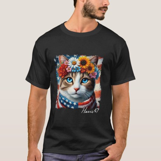 Katten voor Kamala Harris 2024 President 47 T Shir T-shirt (Voorkant)