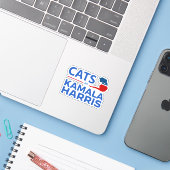 Katten voor Kamala Harris Sticker (Laptop met iPhone)