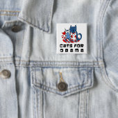 Katten voor Obama Vierkante Button 5,1 Cm (In situ)