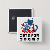 Katten voor Obama Vierkante Button 5,1 Cm (Voorkant /achterkant)