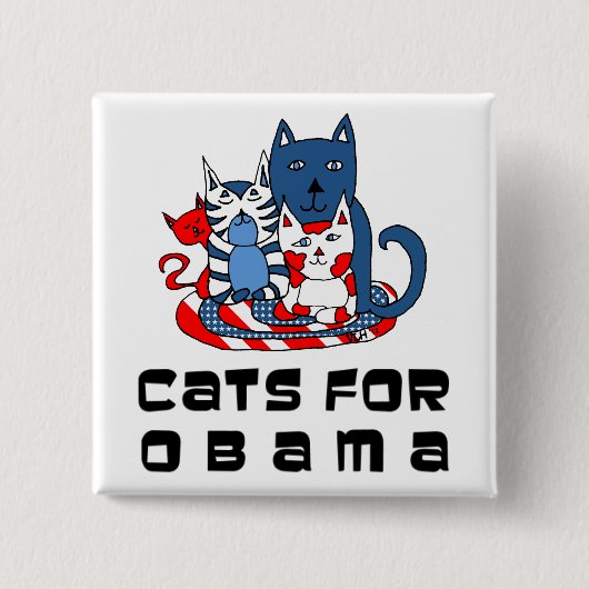 Katten voor Obama Vierkante Button 5,1 Cm (Voorkant)