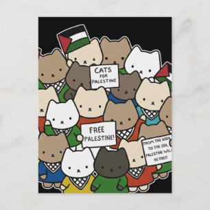 Katten voor Palestina – Kawaii Katten voor Gerecht Briefkaart