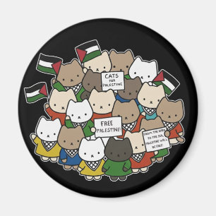 Katten voor Palestina – Kawaii Katten voor Gerecht Magneet