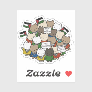 Katten voor Palestina – Kawaii Katten voor Gerecht Sticker