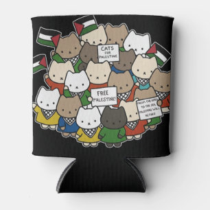 Katten voor Palestina – Kawaii Katten voor Rechtva Blikjeskoeler