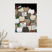 Katten voor Palestina – Kawaii Katten voor Rechtva Poster (Keuken)