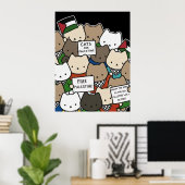 Katten voor Palestina – Kawaii Katten voor Rechtva Poster (Thuiskantoor)