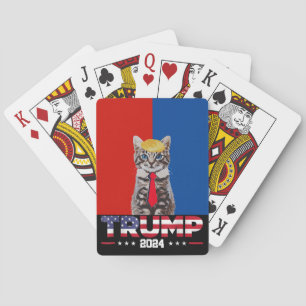 Katten voor Trump 2024   Vance Trump rood blauw Pokerkaarten