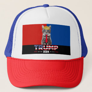 Katten voor Trump 2024   Vance Trump rood blauw Trucker Pet