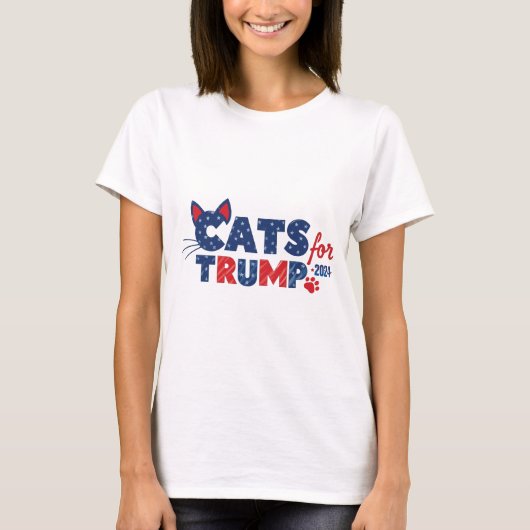 Katten voor Trump Paws Design 2024 T-shirt (Voorkant)
