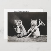 Katten voor tuinbouw | Kat met Rake Briefkaart (Voorkant / Achterkant)