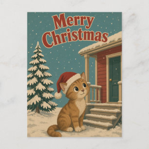 Katten voorste veranda dier kerst briefkaart