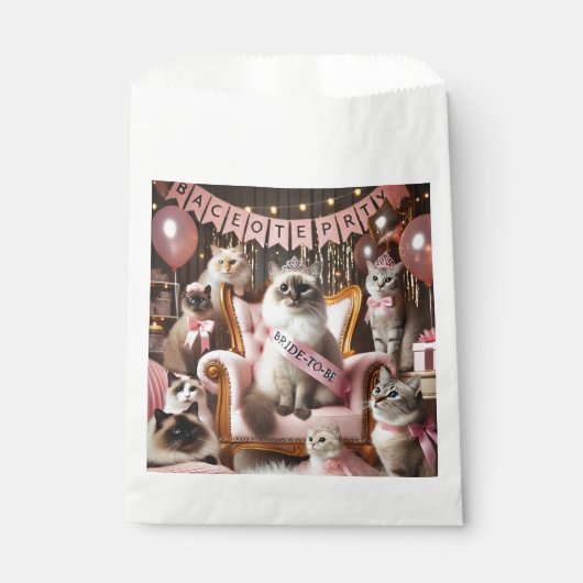 Katten vrijgezellenfeest in roze thema bedankzakje (Voorkant)