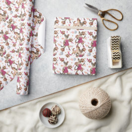 Katten vrijgezellenfeest in roze thema cadeaupapier