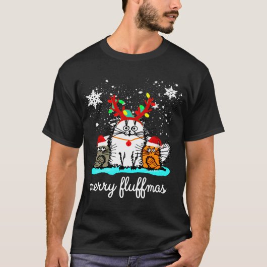 Katten Vrolijk Fluffmas grappig kerst T-shirt (Voorkant)