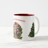 Katten vrolijk kerstdieren tweekleurige koffiemok (Voorkant rechts)