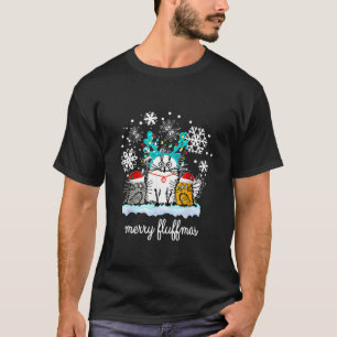 Katten vrolijke pluizige katten kerst t-shirt