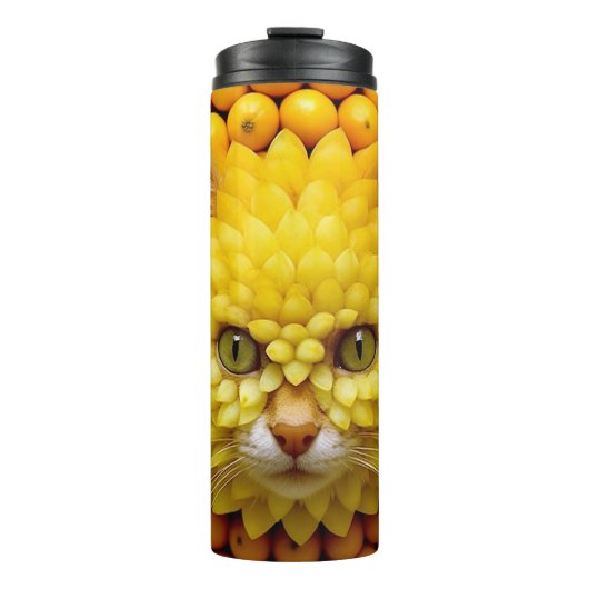 Katten vruchten kunst thermosbeker (Voorkant)