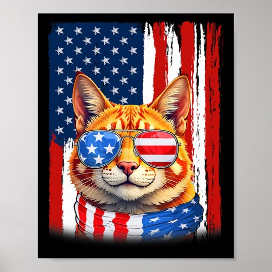 Katten VS Amerika Vlag Patriottische Katten 4 Juli Poster (Voorkant)