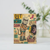 Katten Wasgoed Collage Briefkaart (Staand voorkant)