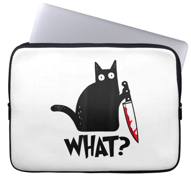 Katten Wat_ Grappige Zwarte Kat  Laptop Sleeve (Voorkant)